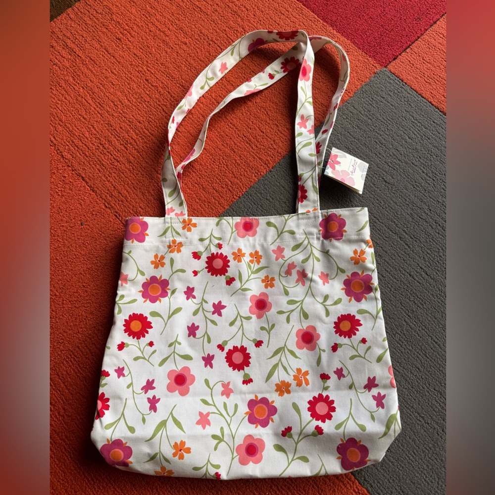Pink and Cream Floral Tote Bag with Sturdy Design